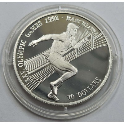 COOK ISLANDS 1990 10 DOLLARS SILVER PROOF COIN BARCELONA