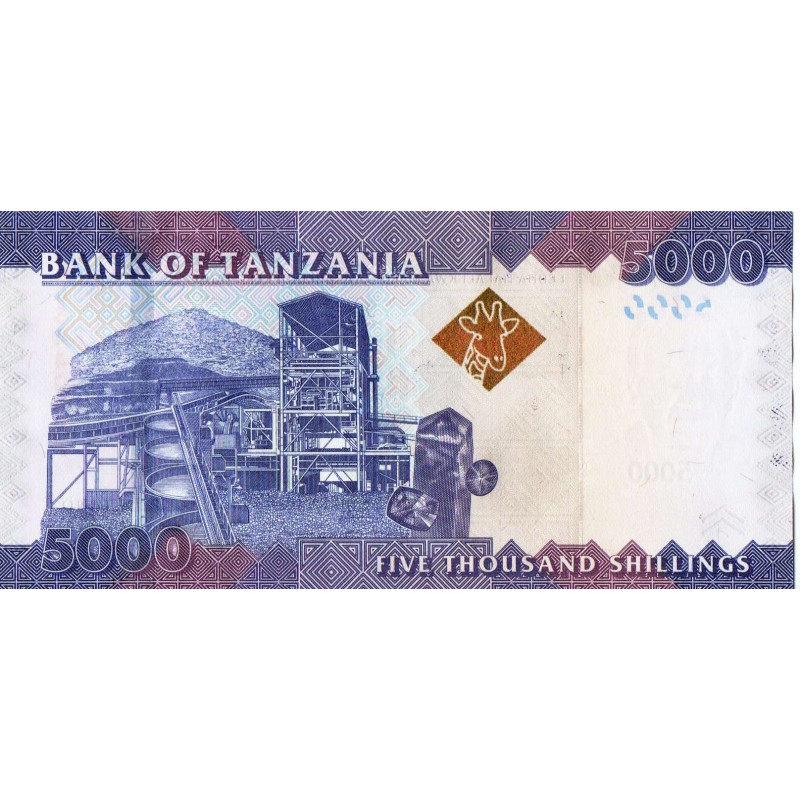 AFRICA TANZANIA 2010 5000 SHILLINGS RHINO P43 UNC WORLD BANKNOTES
