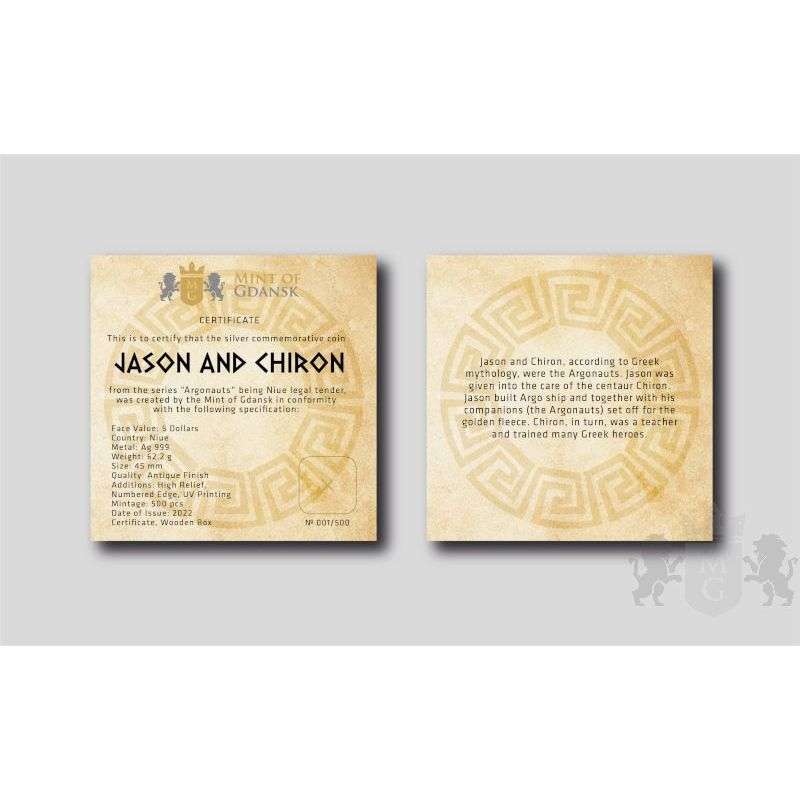 JASON AND CHIRON ARGONAUTS SERIES 2022 2 OZ NIUE ULTRA HIGH RELIEF ANTIQUE FINISH SILVER COIN GOLD AND SILVER BULLION