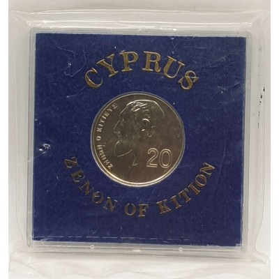 CYPRUS 1989 CUNI BU 20 CENTS COIN IN ORIGINAL RIGID CASE