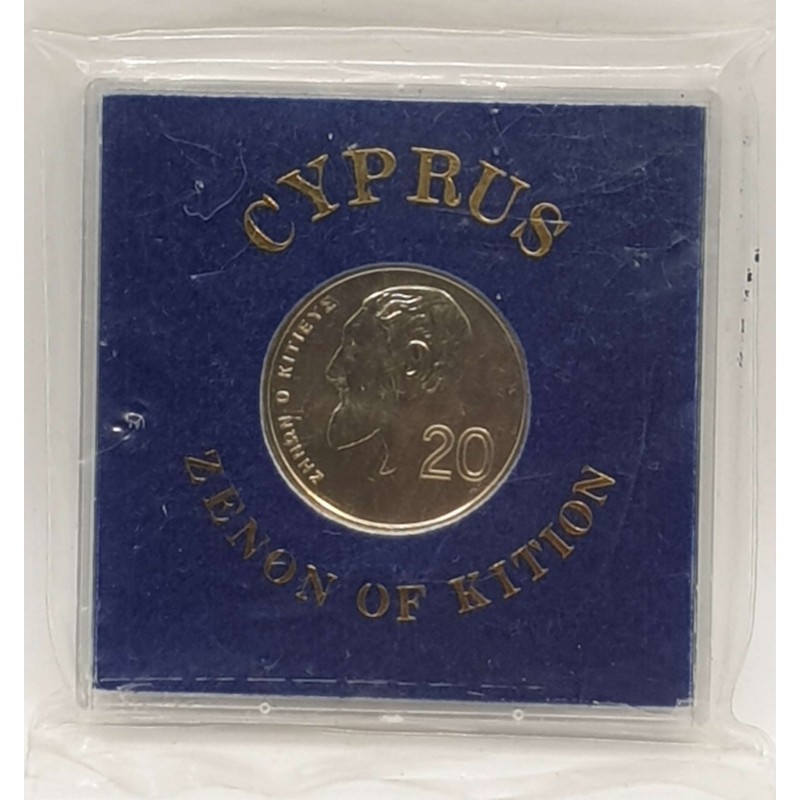 CYPRUS 1989 CUNI BU 20 CENTS COIN IN ORIGINAL RIGID CASE WORLD COINS