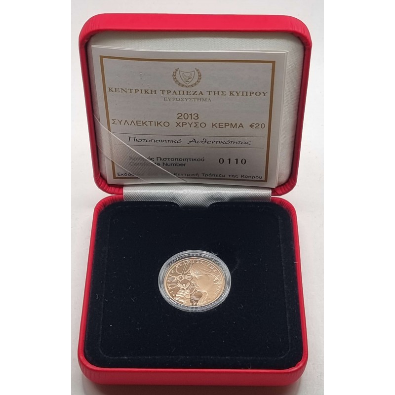 CYPRUS 2013 GOLD PROOF 20 EURO COIN 50th Anniversary WORLD COINS