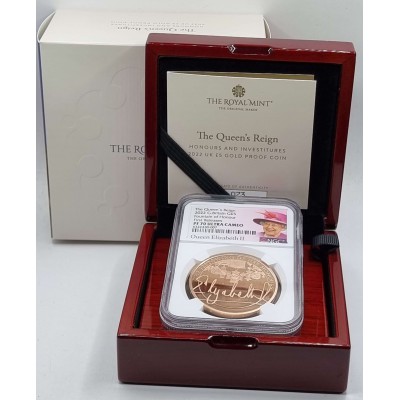 UK Great Britain 2022 Gold Proof Five Pounds THE QUEEN'S REIGN NGC PF70 ULTRA CAMEO