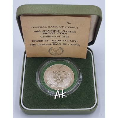 CYPRUS 1980 SILVER PROOF 500 MILS COIN MOSCOW OLYMPIC GAMES BOX+COA