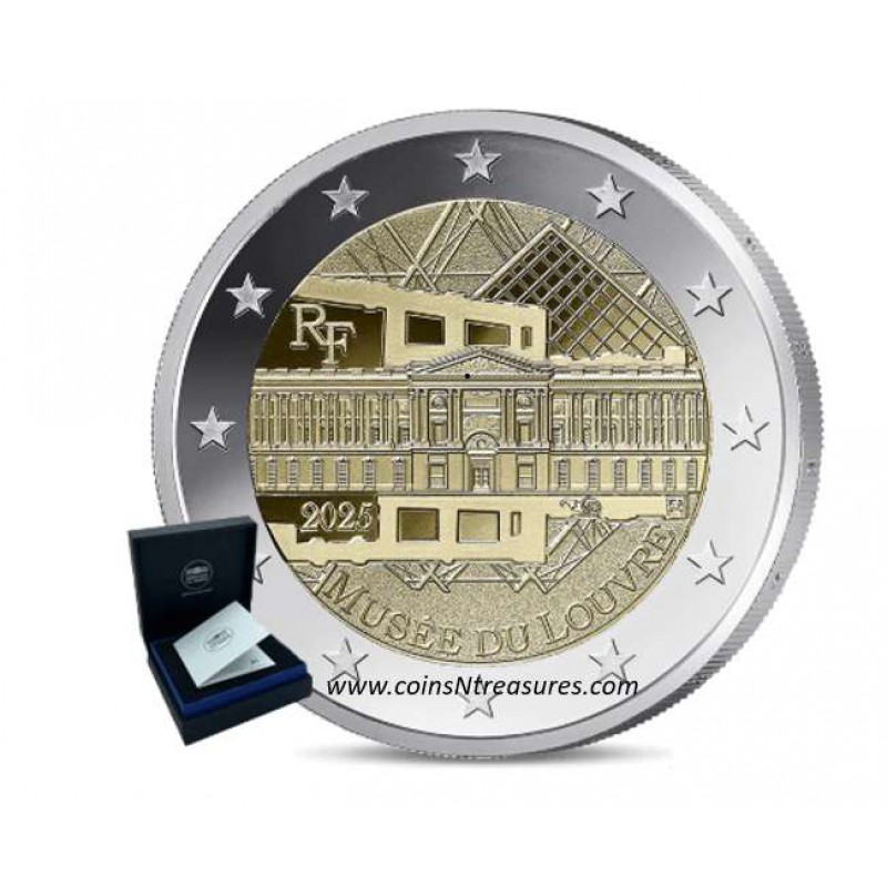 France 2025 The Louvre Museum 2 Euro PROOF BE WORLD COINS