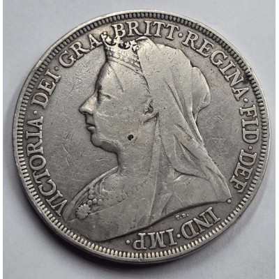 GREAT BRITAIN UK 1896 CROWN SILVER COIN QUEEN VICTORIA