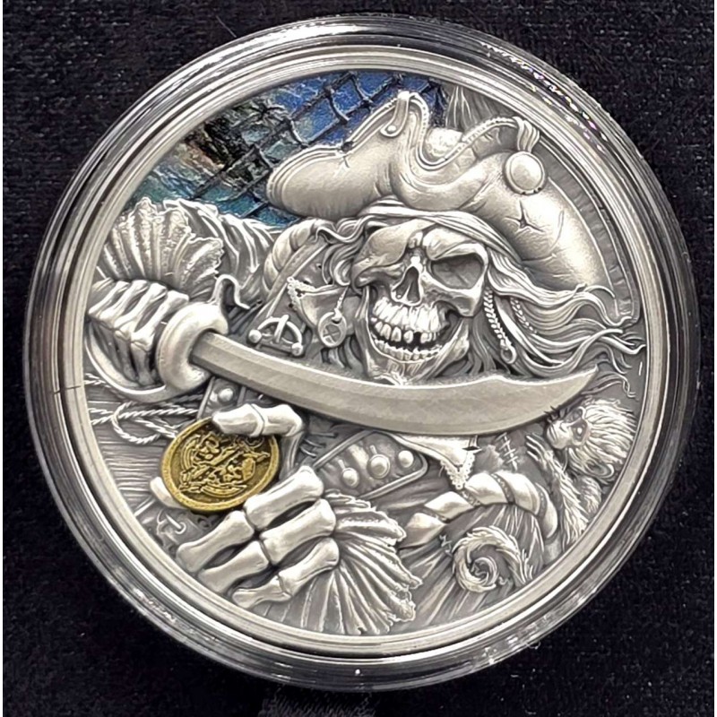 PIRATE Memento Mori 1 Oz Silver Coin 5 Cedis Ghana 2025 GOLD AND SILVER BULLION