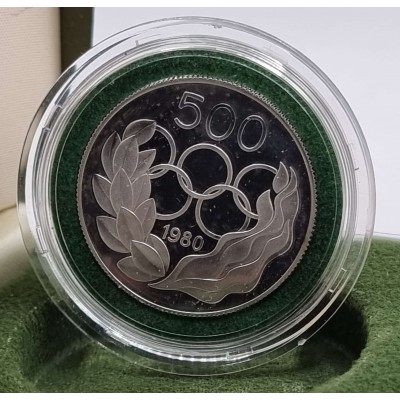 CYPRUS 1980 SILVER PROOF 500 MILS COIN MOSCOW OLYMPIC GAMES BOX+COA