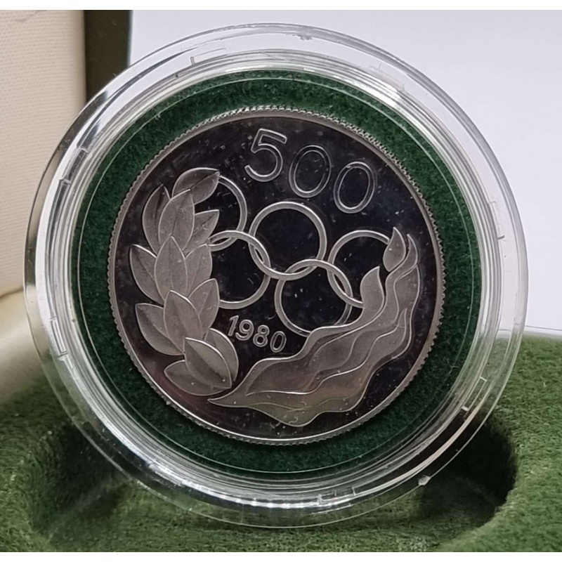 CYPRUS 1980 SILVER PROOF 500 MILS COIN MOSCOW OLYMPIC GAMES BOX+COA WORLD COINS