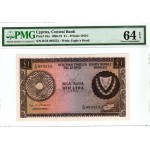 CYPRUS 1966 1 POUND BANKOTE P43a PMG 64 EPQ UNC WORLD BANKNOTES