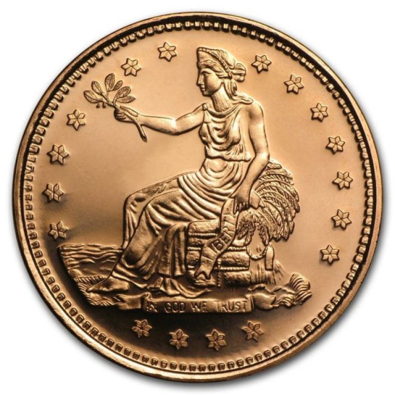 Trade Dollar 1 oz 999 Fine Copper coin Round GOLD AND SILVER BULLION