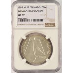 FINLAND SILVER 100 MARKKAA 1989 SKI LAHTI NGC MS67 WORLD COINS