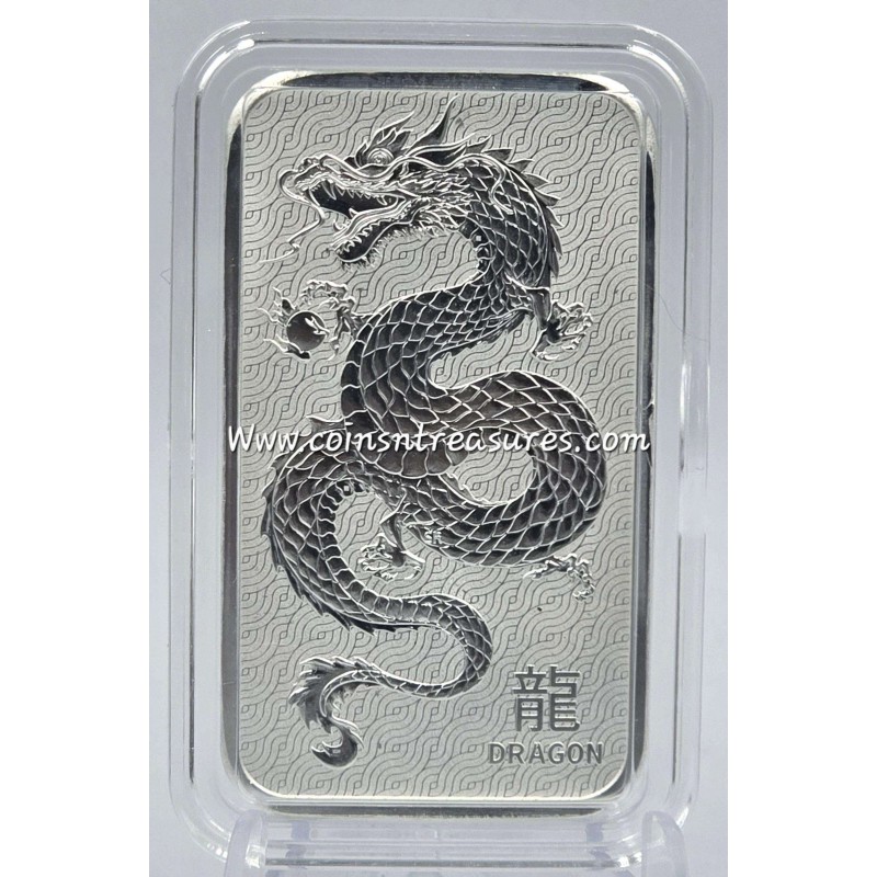 Australia Perth Mint Lunar Dragon Silver Bar 1 oz .9999 Fine GOLD AND SILVER BULLION