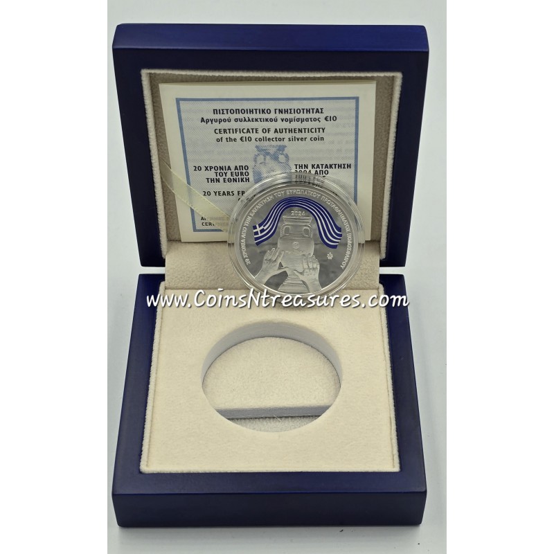 GREECE 2024 UEFA EURO 2004 ANNIVERSARY OF WINNING THE CUP SILVER PROOF COIN WORLD COINS
