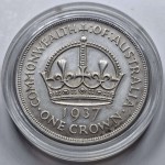 AUSTRALIA ONE CROWN 1937 SILVER COIN OF KGVI WORLD COINS