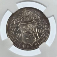 CYPRUS 4.5 SILVER PIASTRE COIN 1901 QUEEN VICTORIA NGC AU58