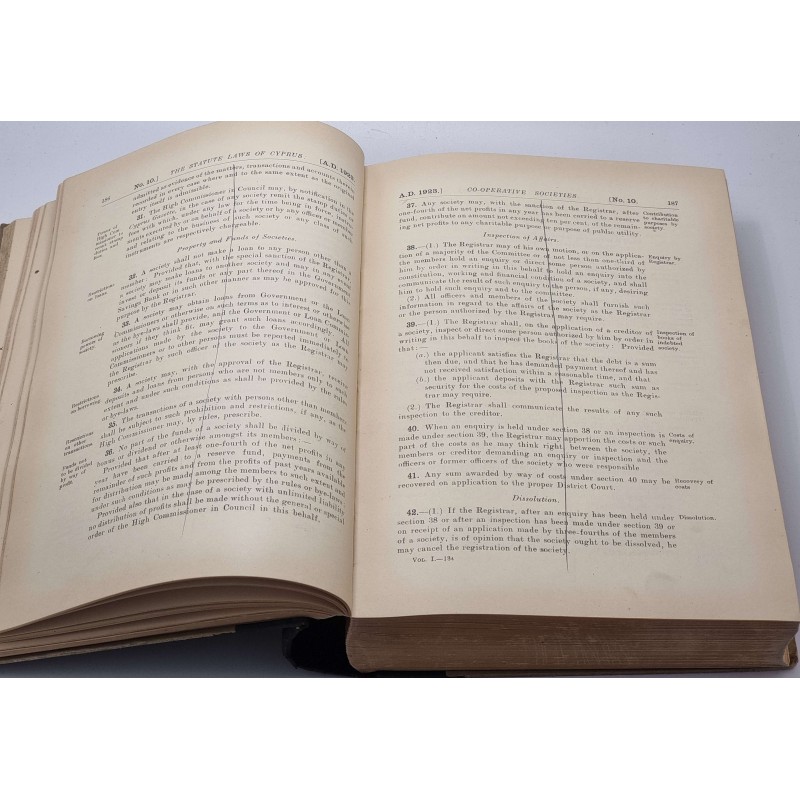 STATUE LAWS OF CYPRUS VOL I 1878 - 1923 HARDCOVER BOOK IMPERIAL ORDERS JOHN CURTOIS HOWARD ANTIQUES & OTHER COLLECTIBLES