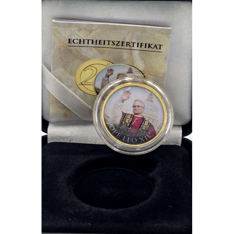 Pope Leo XIV 2 euro 2025 Gold Gilded color Coin WORLD COINS