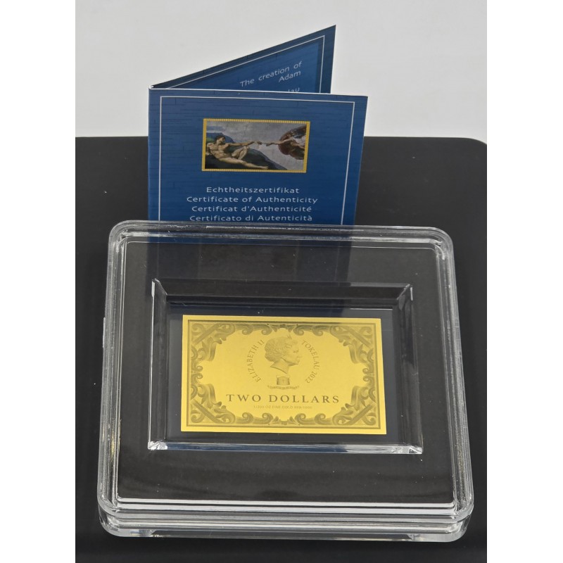 Michelangelo The creation of Adam 1/200 Oz Gold .999 coin Tokelau 2 dollars GOLD AND SILVER BULLION