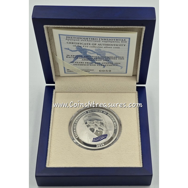 GREECE 2024 OLYMPIC GAMES 2004 ANNIVERSARY SILVER PROOF COIN WORLD COINS