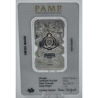 GREEN ANACONDA Nature Grip 1 Oz Silver PAMP bar Niue 2024