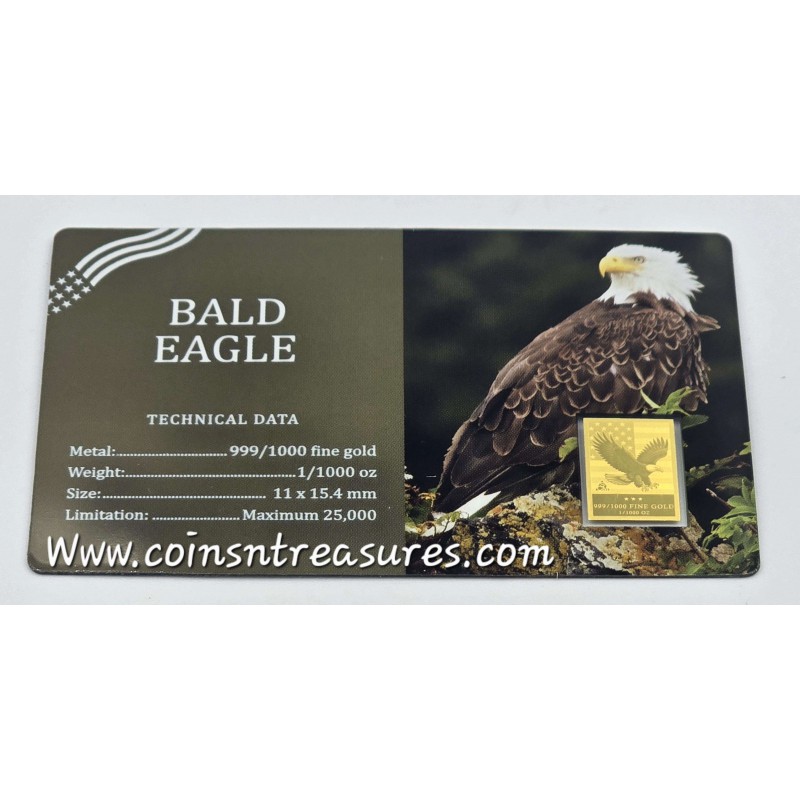 Bald American Eagle 1/1000 Oz Gold Coin in Card GOLD AND SILVER BULLION