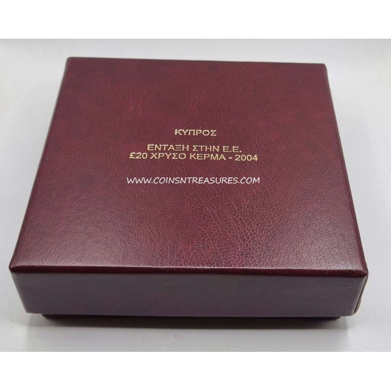 CYPRUS 2004 GOLD PROOF TRITONAS COIN BOX + COA WORLD COINS