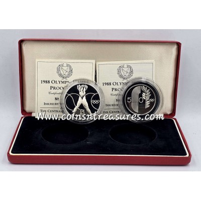 CYPRUS 1988 SILVER PROOF COINS SET OLYMPIC GAMES SEOUL