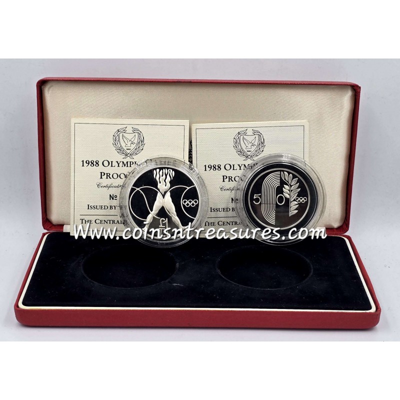CYPRUS 1988 SILVER PROOF COINS SET OLYMPIC GAMES SEOUL WORLD COINS