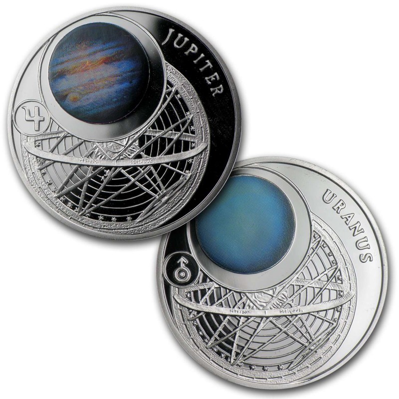 Belarus Solar System Silver Nine 9 Coin Set Proof 2012 Collection GOLD AND SILVER BULLION
