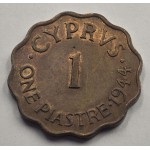 CYPRUS 1 PIASTRE 1944 COIN OF KGVI RED AU-UNC WORLD COINS