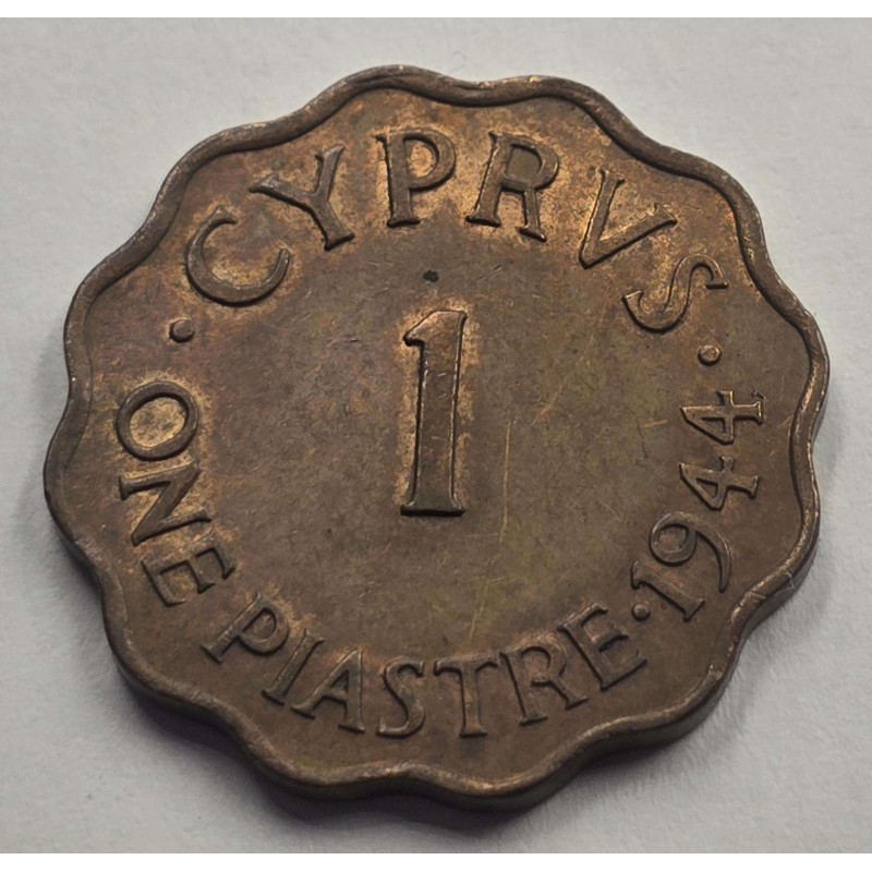 CYPRUS 1 PIASTRE 1944 COIN OF KGVI RED AU-UNC WORLD COINS