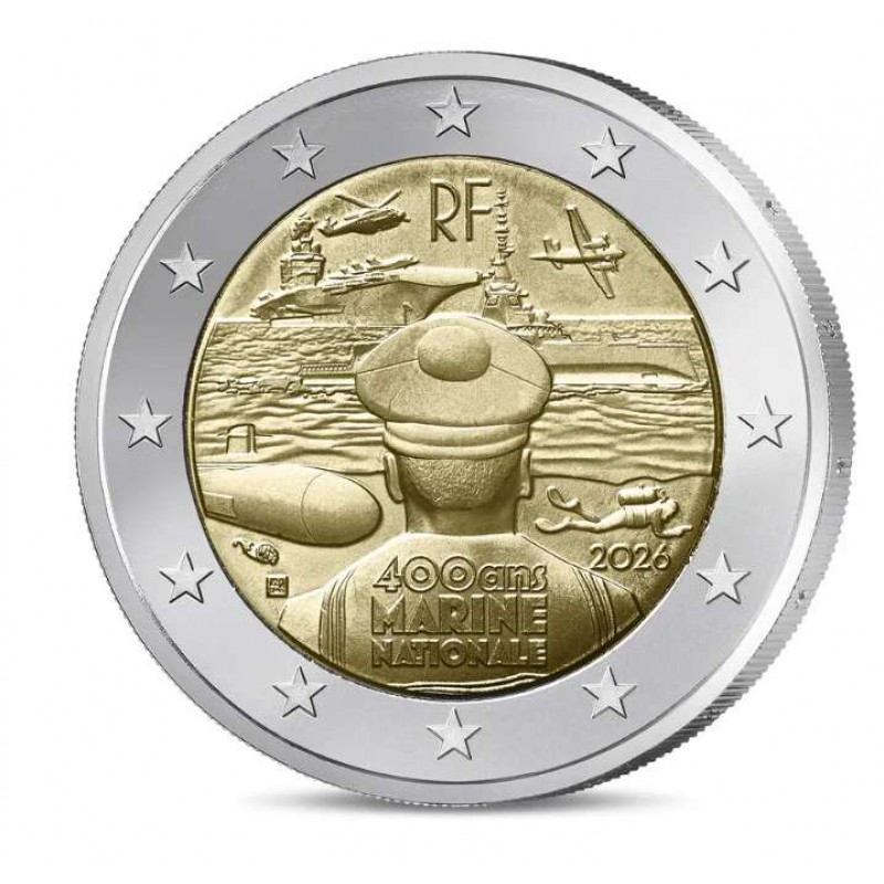 France 2026 French Navy 2 euro UNC in Coin Capsule WORLD COINS
