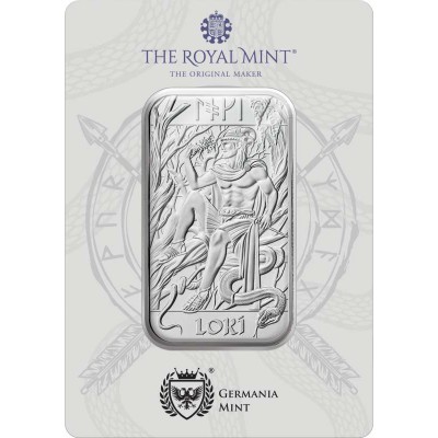 UK Norse Gods Loki 1 oz Silver Bar .999 Royal mint