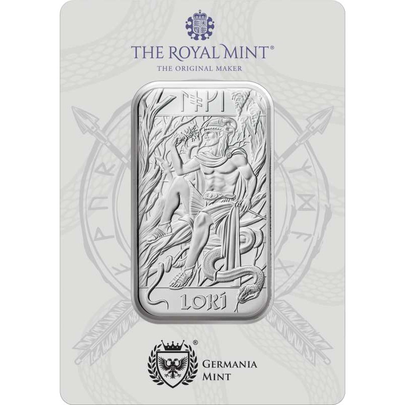UK Norse Gods Loki 1 oz Silver Bar .999 Royal mint GOLD AND SILVER BULLION