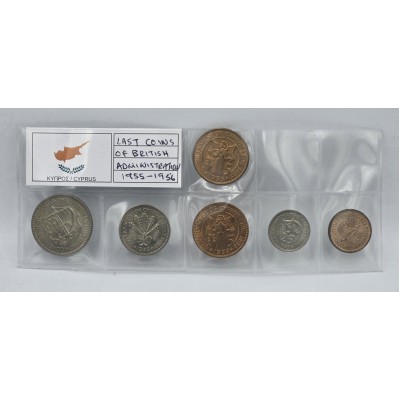 CYPRUS 1955 - 1956 TOP UNC SET OF LAST COINS OF BRITISH ADMINISTRATION