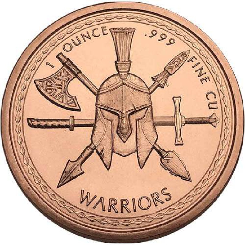 1 oz Aztec Warrior 999 Fine Copper Round GOLD AND SILVER BULLION