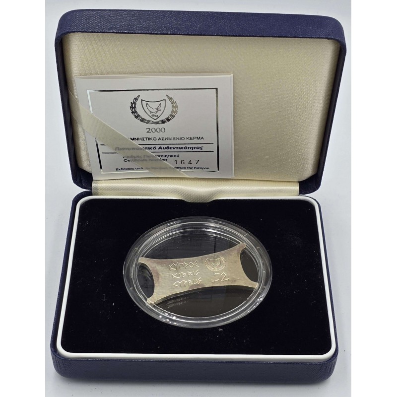 CYPRUS 2000 RARE SILVER PROOF 2 POUNDS TALENT MILLENIUM WORLD COINS