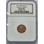 Belgium Albert I Centime 1912 Coin NGC MS66 RD RED UNC WORLD COINS