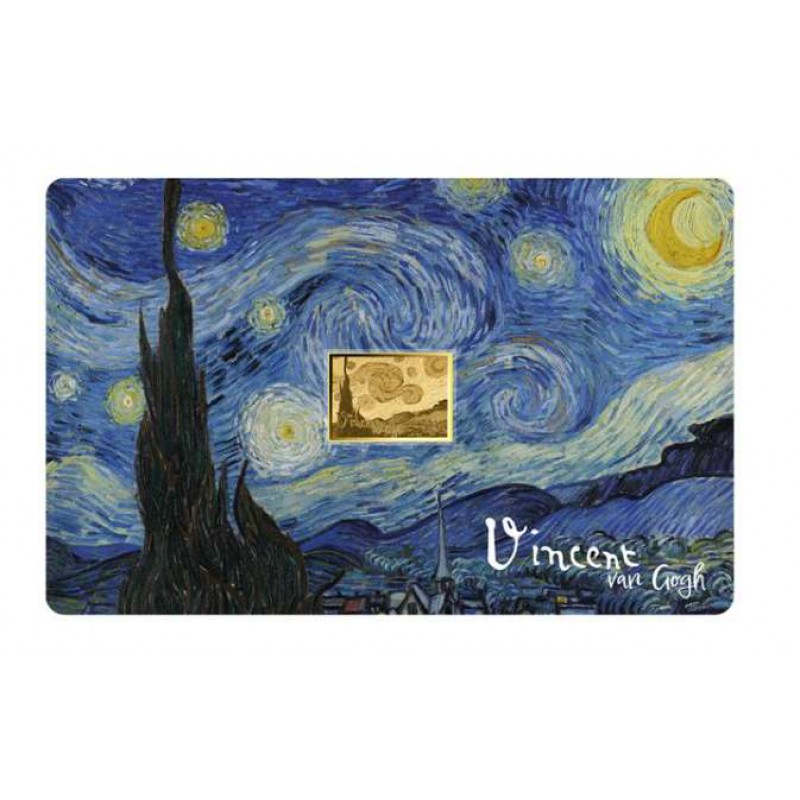 Vincent Van Gogh Starry Night 1/1000 Oz .999 Gold in Coin card GOLD AND SILVER BULLION