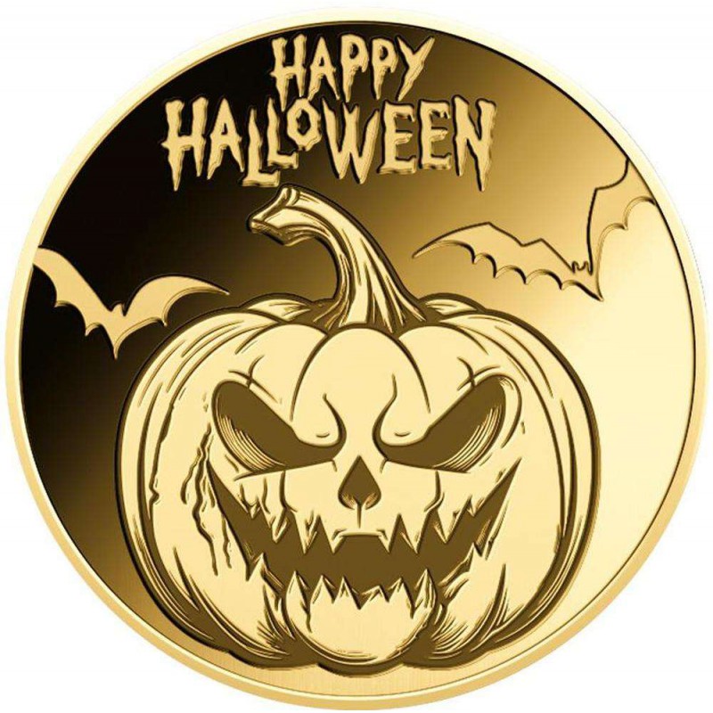 HALLOWEEN PUMPKIN 1/1000 Oz Gold .999 Coin Chad GOLD AND SILVER BULLION