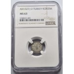 OTTOMAN TURKEY KURUS COIN 1327 2 Mehmed V 1910 NGC MS63 WORLD COINS