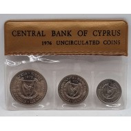 CYPRUS 1976 COMPLETE YEAR SET MILS COINS IN ORIGINAL WALLET CASE