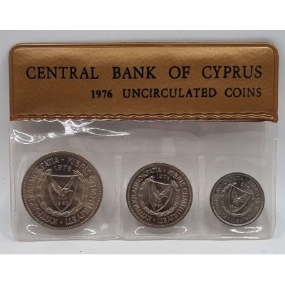 CYPRUS 1976 COMPLETE YEAR SET MILS COINS IN ORIGINAL WALLET CASE