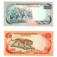 VIETNAM 1972 1000 and 500 DONG UNC BANKNOTES p33 p34