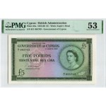 CYPRUS 5 POUNDS 1960 QEII PMG 53 p36a EXTREAMLY RARE WORLD BANKNOTES
