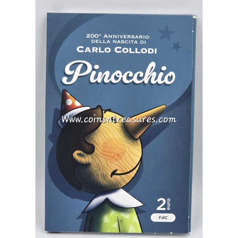 Italy 2 Euro coin Pinocchio 2026 Coin card WORLD COINS