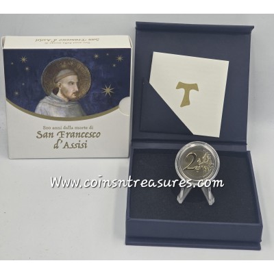 Italy 2 Euro coin St. Francis of Assisi 2026 REVERSE Proof BE